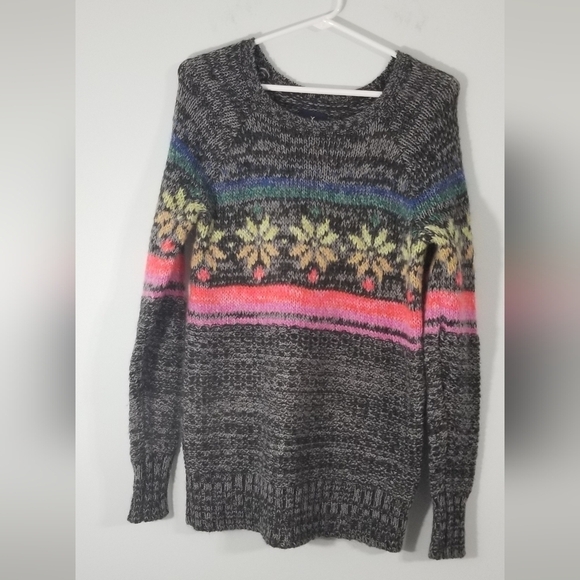 American Eagle Outfitters Fair Isle Rainbow Snowflake Jegging Knit Sweater. XS. - Picture 2 of 6